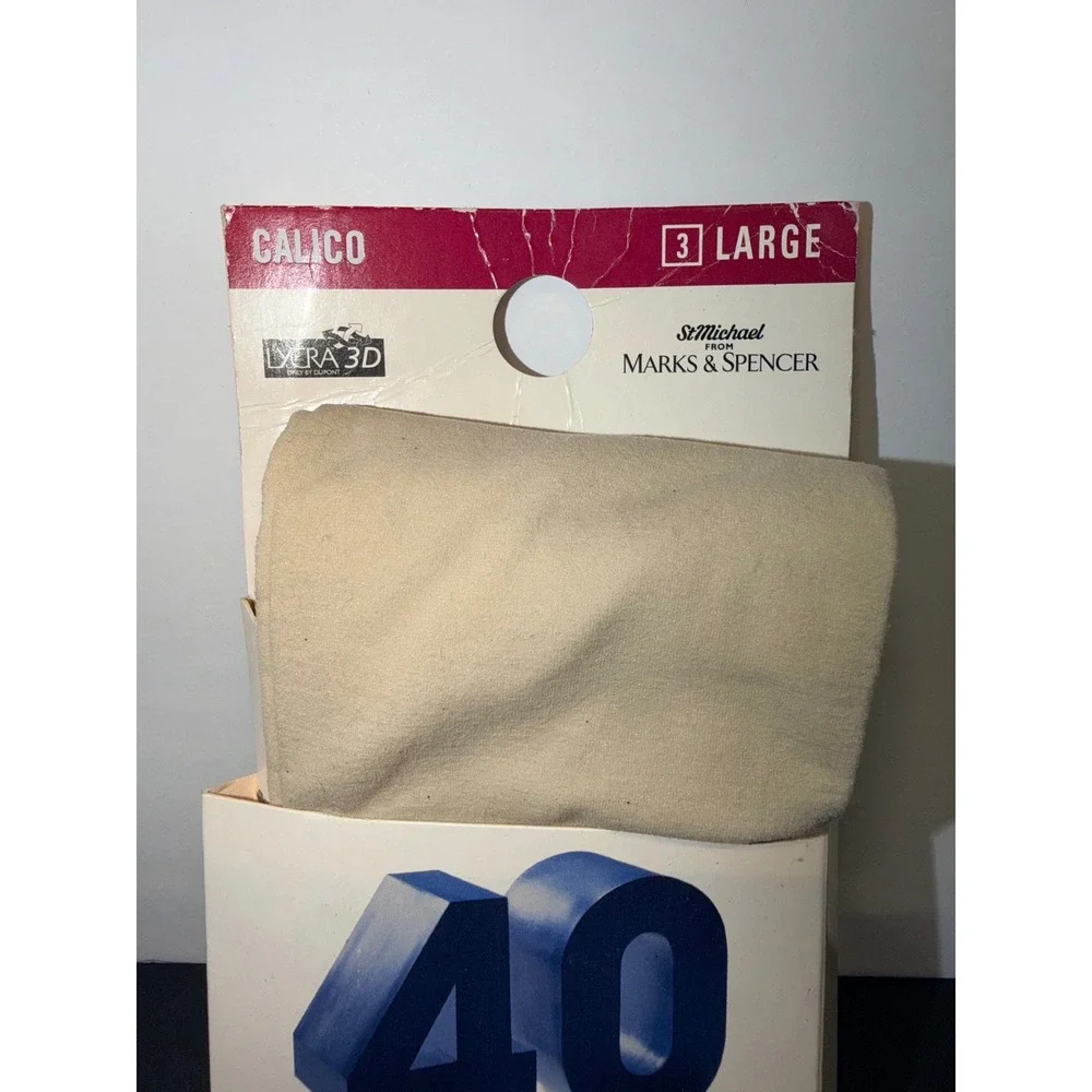 St Michael Marks & Spencer Vintage 40 Denier Opaque Tights Calico Beige Large